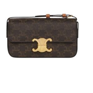 Celine Dark Brown Clutch with Gold Accent